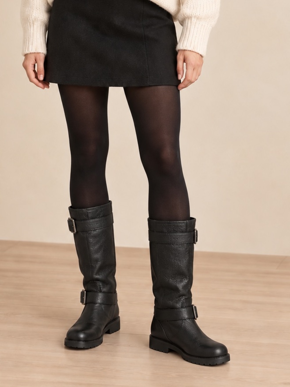 Gentle Souls Kenneth Cole Buckled Up Black Leather Moto Boots Size 9M